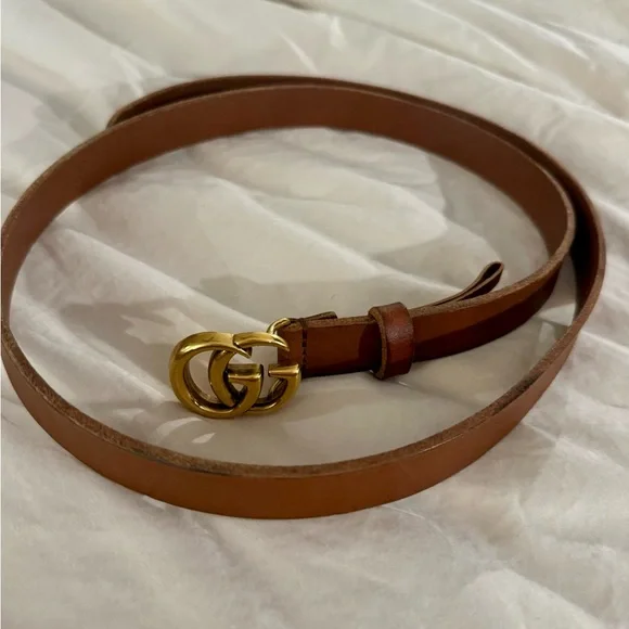 Gucci Brown GG Marmont Thin Belt - Picture 2 of 5